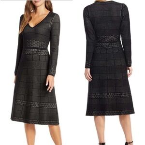 GAL MEETS GLAM Heidi Black Sweater Long Sleeve Dress, EUC